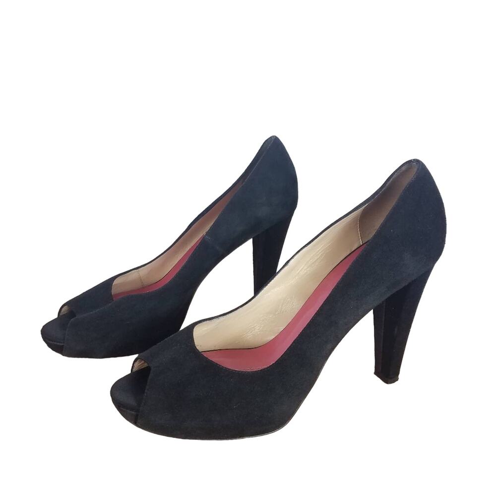 Kate spade | Black Suede Heels Peep Toe Heels Georgia 10